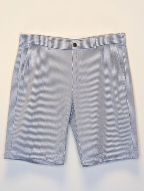 Brooks Brothers Seersucker Stripe Shorts Blue White Classic Preppy Cotton 36